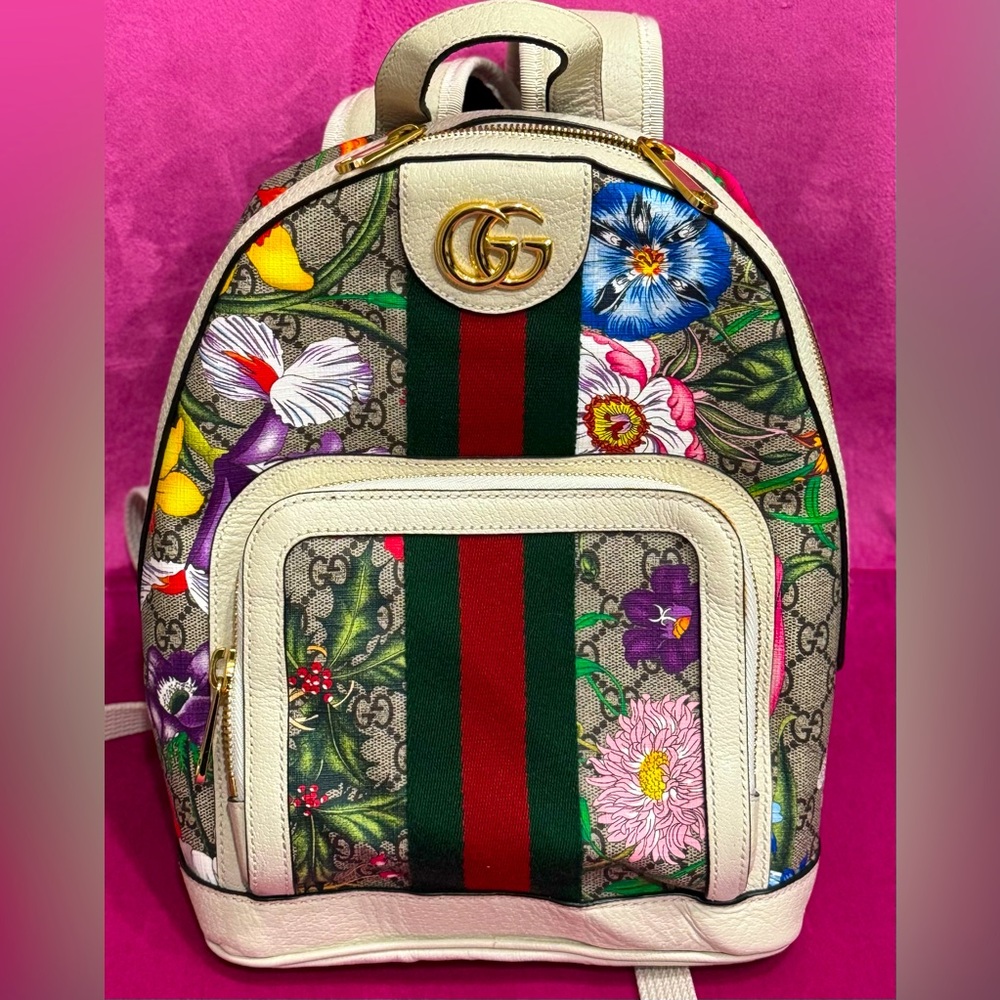 Gucci Tan and Cream Backpack with Signature Design